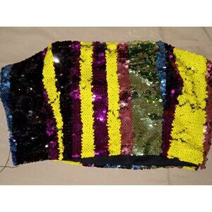 Forever 21 Tube Top Women's Size Medium Purple Green Blue Yellow Sequin